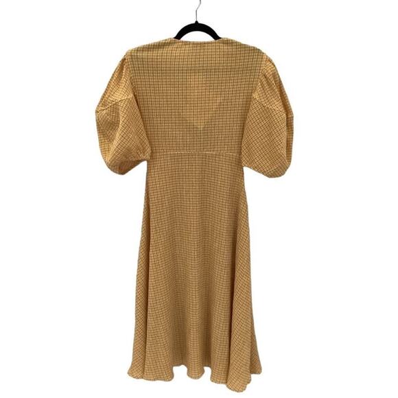 Rhode Ginny Tie Front Cutout Plaid Midi Dress In Sunflower Size 8 Fit And Flare - Picture 11 of 16